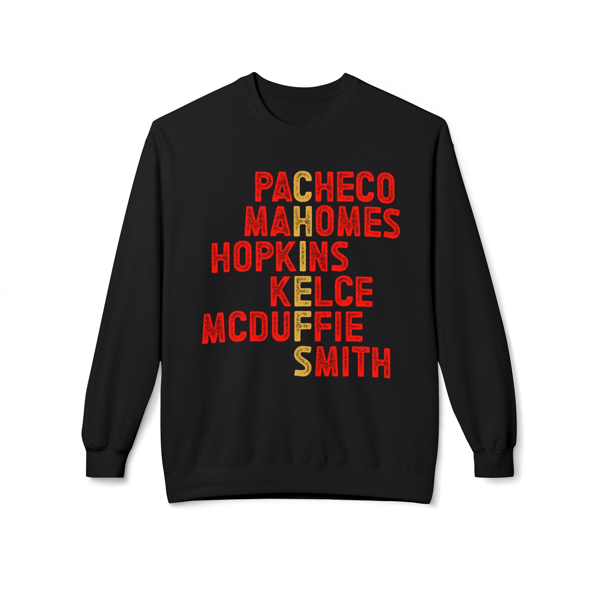 KC Chiefs Player Fleece Crewneck Sweatshirt - Custom Names Design